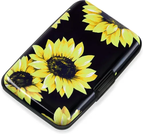 Vista 12 de Mayski Soporte para tarjetas de crédito, bloqueo RFID, funda rígida de aleación de aluminio, pequeña cartera de metal para mujeres y hombres