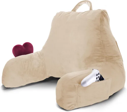 Vista 12 de Nestl Almohada de lectura para niños y adolescentes con espuma viscoelástica triturada, almohadas de respaldo para leer, ver y jugar, uso
