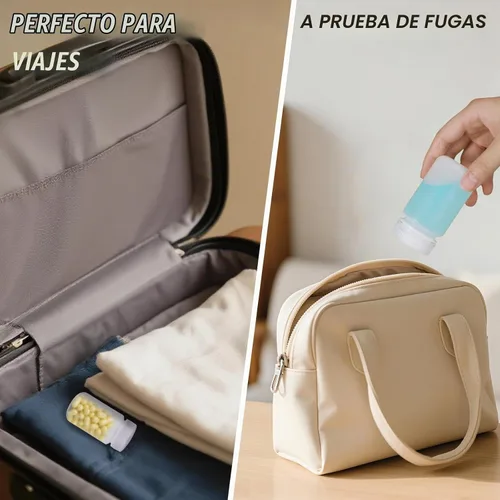 Vista 4 de DEMORA Botellas de plástico pequeñas de 4 onzas con tapas, botellas de viaje herméticas recargables de boca ancha para artículos de tocador