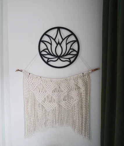 Vista 5 de dogalmasacom Arte de pared de metal de flor de loto, decoración de pared redonda de mandala de metal, arte de pared colgante para yoga, zen