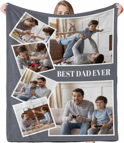 Vista 2 de D-Story Manta de hijo, divertidas mantas personalizadas con fotos, regalo para papá, manta de disfraz, regalo para hija, regalos personalizados