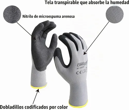 Vista 2 de Corestar Safety - Guantes de trabajo de microespuma de nitrilo con revestimiento de palma de nailon sin costuras