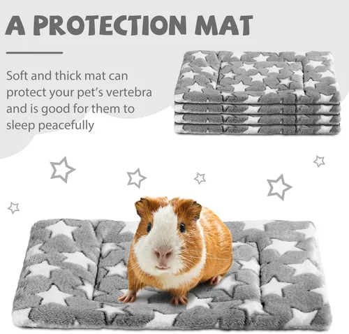 Vista 7 de Haull - Juego de ropa de cama impermeable de conejillo de indias, suave para perro y gato, tapete de felpa para jaula de animales pequeños, conejo