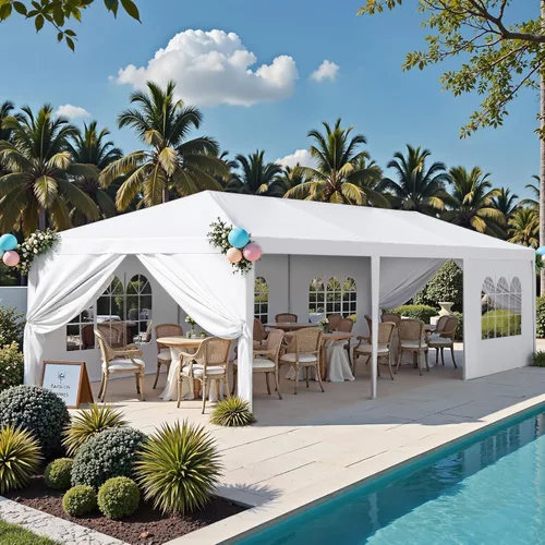 Vista 5 de Homall Tienda de campaña para fiesta de gazebo de 10 x 30 pies, toldo impermeable para exteriores con paredes laterales extraíbles, para bodas