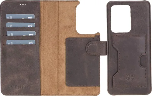 Vista 38 de Venito Florence - Funda de piel compatible con Samsung Galaxy S9, extra segura con bloqueo RFID, cartera desmontable para teléfono (gris decolorado)