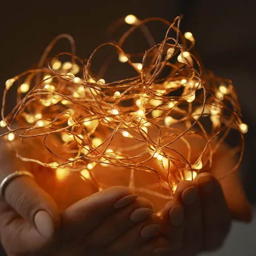 Vista 6 de Pure Garden 100 luces de hadas alimentadas por energía solar, blanco cálido