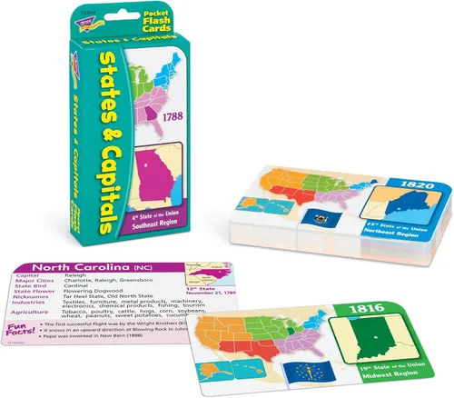 Vista 3 de Trend Enterprises Inc.Tarjetas de bolsillo, paquete de 56, Estados y, Variados