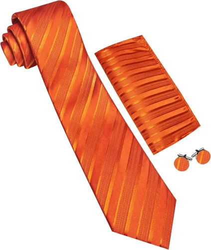 Vista 259 de Barry.Wang Juego de corbatas para hombre, corbata de seda a rayas, tejido a cuadros, gemelos formales, negocios, boda