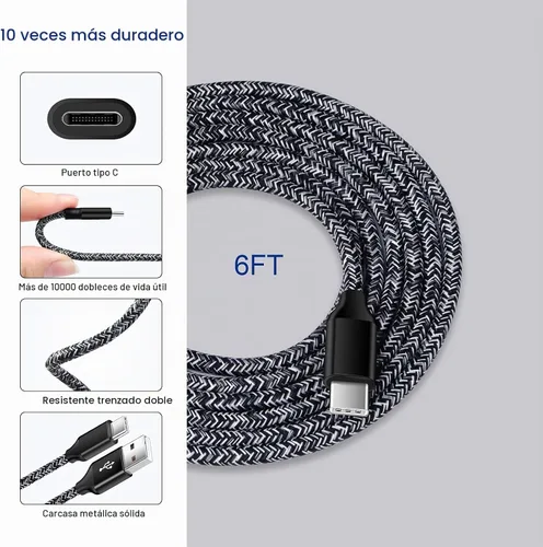 Vista 6 de Cargador USB tipo C de carga rápida compatible con Samsung Galaxy S25FE S24FE A17 A16 A56 A36 A26 A23 S25 Ultra S25 Plus A35 A55 A07 S25 Ultra S23