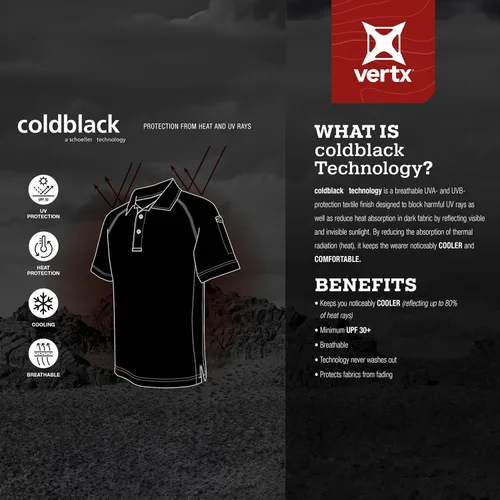 Vista 6 de Vertx VTX4020P-GY-COLDBLACK - Polo de manga larga para hombre