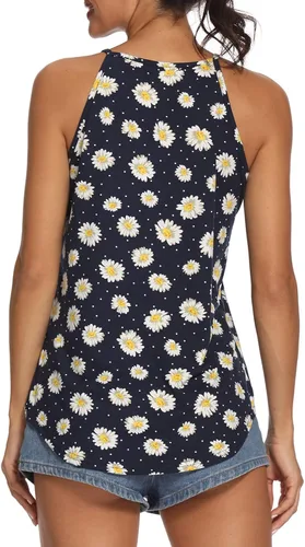 Vista 4 de LouKeith - Camisetas sin mangas para mujer, estilo casual, con estampado fluido, sin mangas, de algodón, suave, para verano, blusas