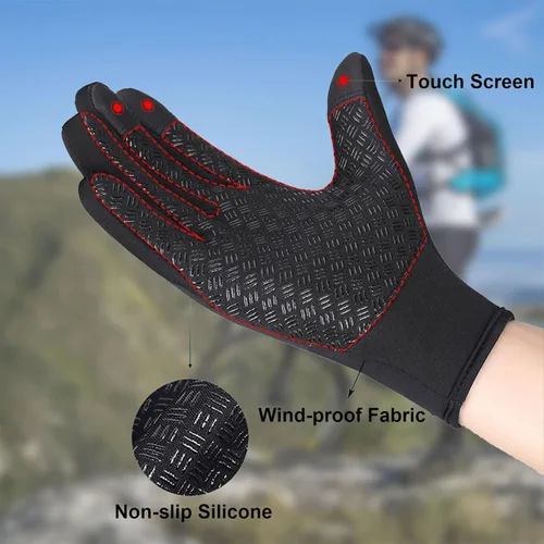 Vista 3 de Guantes de invierno, guantes antideslizantes para pantalla táctil, guantes de ciclismo resistentes al viento, guantes térmicos para clima frío