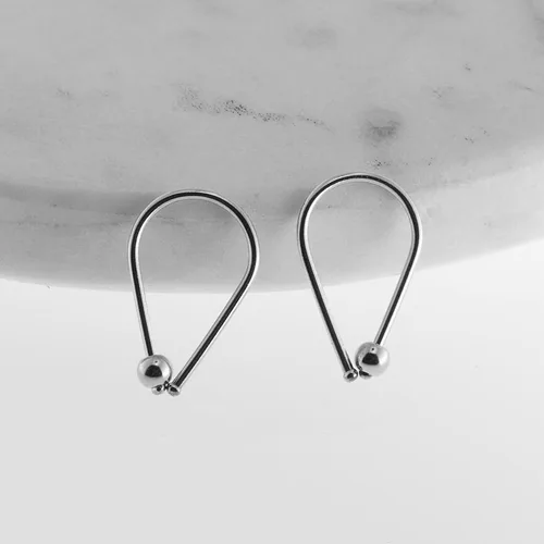 Vista 15 de Aretes pequeños de plata de ley 21 GA de 0.472 in con gancho de arco de herradura