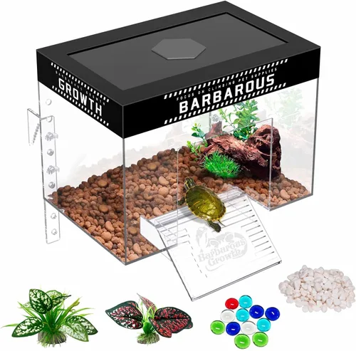 Vista 9 de GOZILLA Plataforma ajustable para tomar tortugas, 9.8 x 6.3 x 6.3 pulgadas, cubierta de tortuga acrílica y muelle, plataforma colgante