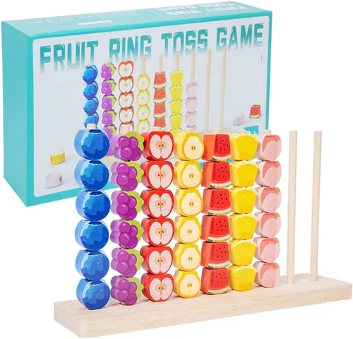 Vista 7 de Juego de rompecabezas apilable de anillos de arco iris de ritmo rápido 2026, juego de desafío de coincidencia de colores de madera para amantes