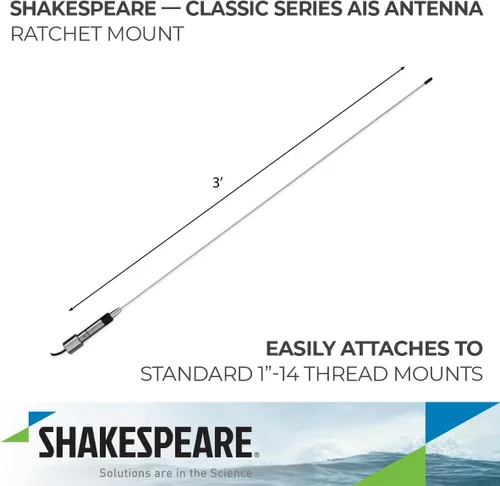 Vista 2 de Shakespeare 5250-AIS Antena de látigo de acero inoxidable AIS de perfil bajo de 36