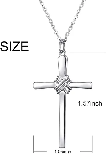 Vista 6 de Easter Gifts Women Mens Cross Necklace 925 Sterling Silver Unisex Crufix Necklaces for Boys Girls with Strong 24 Inches Long Chain Jewelry