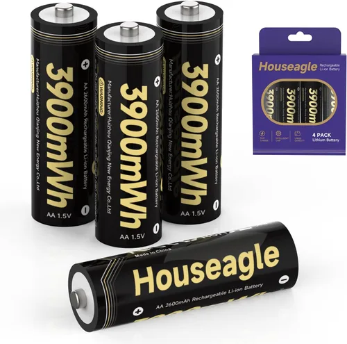 Vista 10 de Paquete de 12 baterías AA recargables de litio con cargador, 1.5 V 3900 mWh