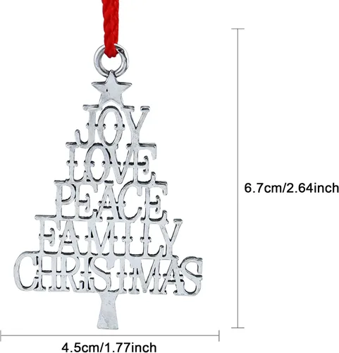 Vista 2 de Adorno para árbol de Navidad de metal de peltre sólido 2025, decoraciones colgantes para fiestas, hogar, vacaciones, decoración de Navidad