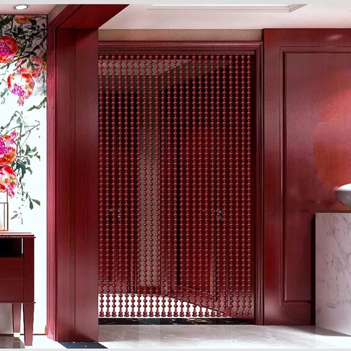 Vista 4 de Cortina de puerta con cuentas de madera, cortinas de clósets, cortinas de cuerda de cuentas hechas a mano, pantalla de cortina de puerta