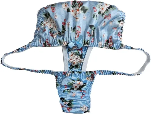 Vista 5 de 8 piezas de tangas de seda para mujer, tangas sexis con tanga en T, parte trasera en T, bikini de satén, ropa interior de flores S-XXL
