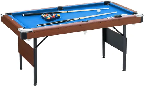 Vista 9 de Ditkoko Mesa de billar, mesa de billar plegable de 64 pulgadas con bolas, tacos, tiza, cepillo y triángulo, juego de mesa de billar para sala