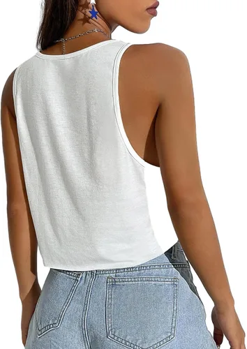 Vista 2 de Camiseta corta sexy para mujer, ajuste holgado, recortada, para adolescentes y niñas