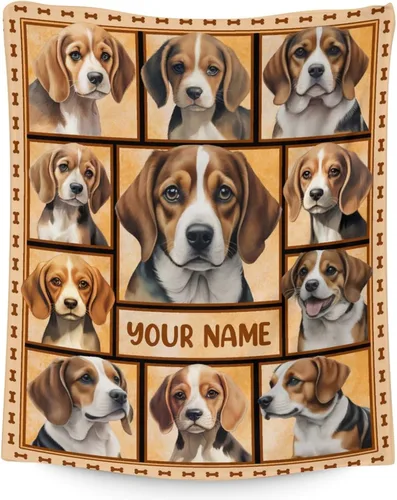 Vista 8 de Manta Beagle – Suave, mullida y cálida – Manta pequeña de 30 x 40 pulgadas para sofá, oficina – Manta blanca linda manta de regalo para niñas y niños