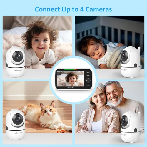 Vista 3 de HelloBaby Monitor HB6550 2025 solo - Monitor de repuesto HB6550 Cámara 6550, pantalla de 5 pulgadas, unidad parental, pantalla de reemplazo HB6550