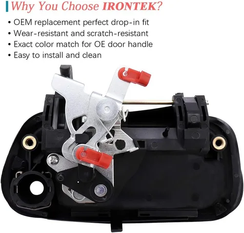 Vista 3 de IRONTEK Manija de puerta trasera con cerradura para Toyota Tundra 2000-2006, manija de puerta trasera exterior lisa para Toyota Tundra Pickup
