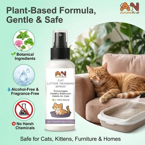 Vista 6 de Spray de entrenamiento de arena para gatos, paquete de 2 (10.1 onzas líquidas en total) – 5.1 fl oz cada atractor natural para gatos y gatitos