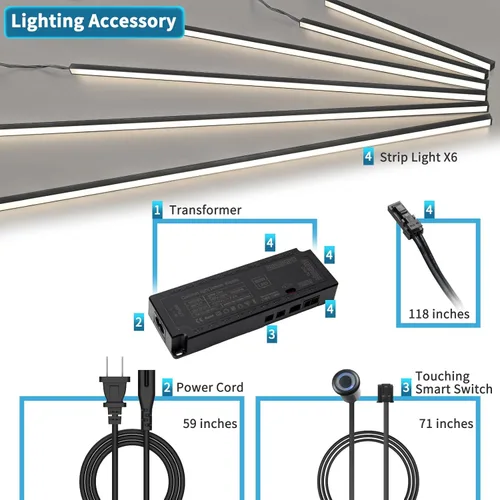 Vista 9 de Kit de iluminación empotrada LED Art3d - 6 piezas de luz LED blanca autoadhesiva con interruptor inteligente, luz táctil de 3000k para paneles