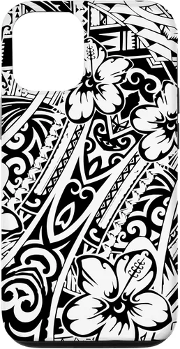 Vista 28 de iPhone 16 lindo tatuaje polinesio hawaiano tribal samoano patrón caso