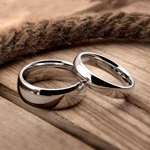 Vista 3 de MJ Metals Jewelry - Anillo de boda de carburo de tungsteno blanco pulido de 2 mm a 10 mm