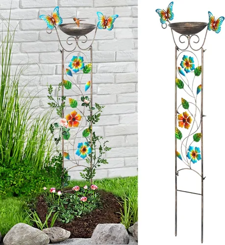Vista 7 de LEWIS&WAYNE Enrejado de Jardín Baño para Pájaros al Aire Libre, Enrejado de 40 Pulgadas de Hierro Antiguo para Plantas de Jardín Decorativo