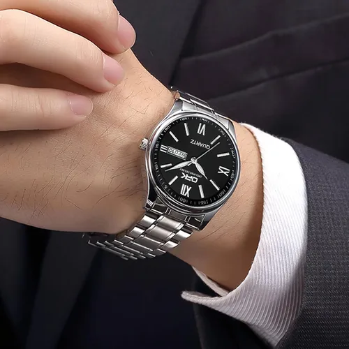 Vista 5 de Wrist Watch for Men, Fashion Designed Analog Quartz Men's Watch with Calenda Display, Glow in The Dark Classic Gent's Watch with Stainless Steel