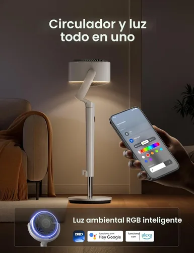 Vista 5 de Dreo Ventilador Inteligente para Dormitorio, Ventiladores Oscilantes Omnidireccionales de 120° +120°, Ventilador de Pedestal Silencioso de 90 pies