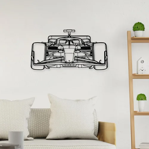 Vista 6 de Xedatric F1 Coche de Carreras de Metal Arte de Pared Fórmula 1 Silueta Colgante de Pared Decoración de Coche de Carreras para Garaje, Habitación