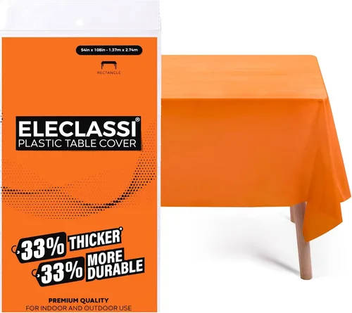 Vista 32 de Eleclassi Negro Paquete de 12 Manteles Redondos de Plástico Desechables Premium - Manteles de Mesa de Plástico Redondos de 84 Pulgadas para Fiestas