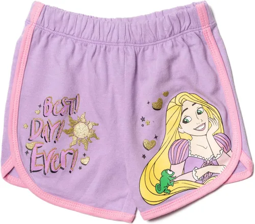Vista 5 de Disney Moana Rapunzel Tiana French Terry - Paquete de 3 pantalones cortos para niñas pequeñas a grandes