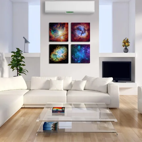 Vista 2 de Kreative Arts - Impresiones en lienzo para pared, diseño de nube cósmica, nebulosa de Orión y nebulosa del cangrejo, decoración moderna de pared