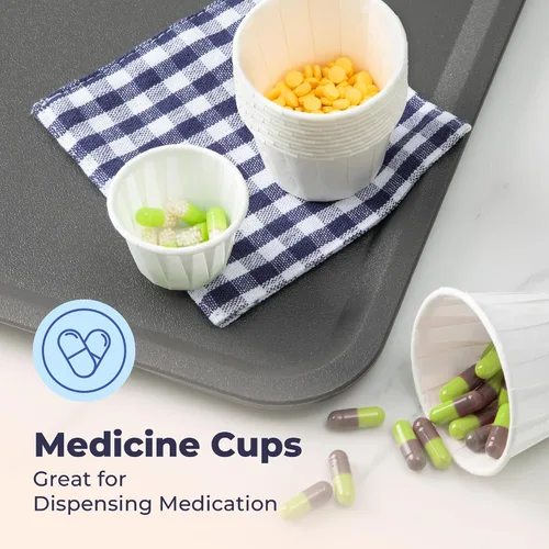 Vista 4 de Fit Meal Prep [Paquete de 500] Vasos de papel tratado de 0.75 onzas para porciones de soufflé para muestras de condimentos para medir gelatina shots
