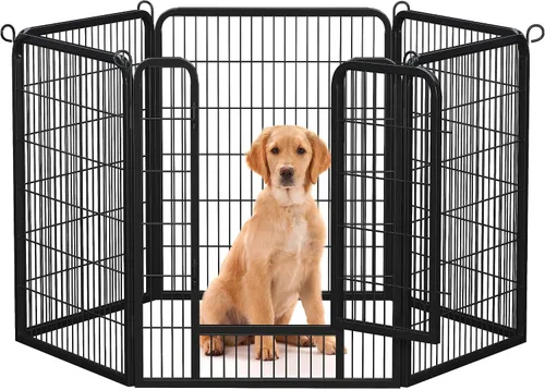 Vista 17 de Yaheetech - Corralito para perros con paneles anchos, 6 paneles de 24 pulgadas de alto con puerta, cerca portátil para interiores y exteriores
