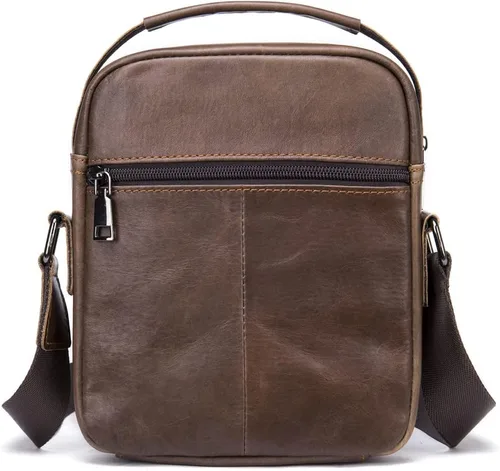 Vista 3 de Hebetag Bolso bandolera de cuero pequeño para hombre, para viajes al aire libre, negocios