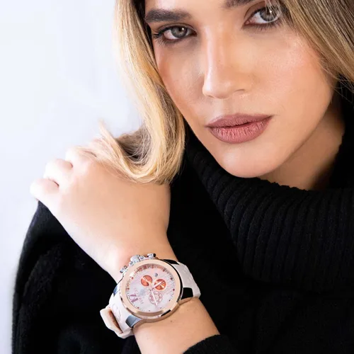 Vista 3 de MULCO Watches for Women -Era 50, Silver Stainless Steel Case with Wrist Silicone Band, Quartz Multifunctional Movement, Large Face Analog Display