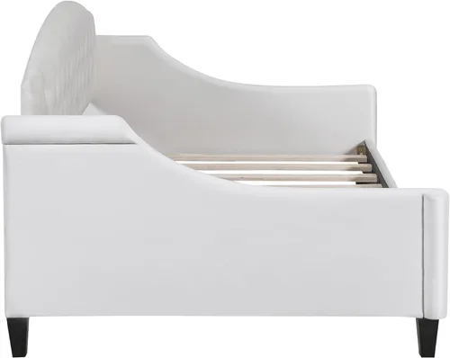 Vista 6 de Merax - Sofá cama de tamaño doble moderno de lujo con botones capitoné, marco de sofá cama de tamaño doble tapizado, sofá cama para dormitorio, sala