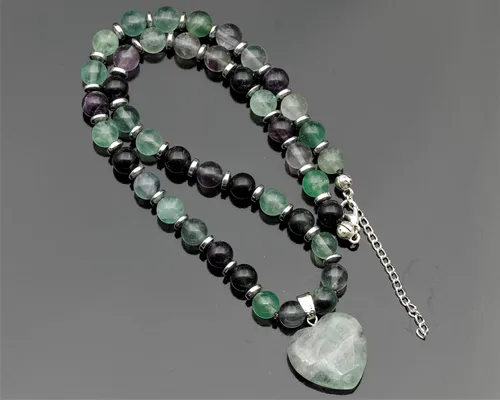 Vista 79 de Colgante de corazón de aventurina natural, Collar de cuentas de aventurina genuina, Collar de piedra verde, Collar de piedras preciosas, Cuentas
