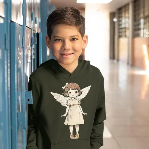 Vista 3 de Angel Design Kids' Sponge Fleece Hoodie - Cartoon Print Kids' Hoodie - Cute Hoodie for Kids