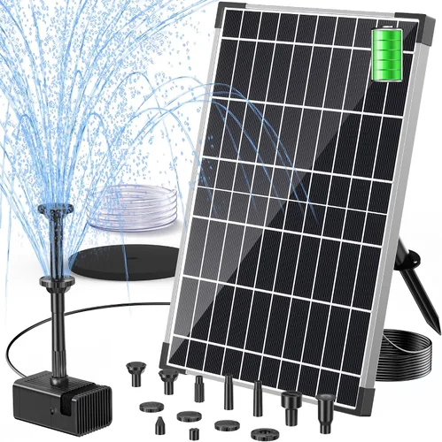 Vista 10 de POPOSOAP - Bomba de Fuente Solar para Baño de Pájaros, Bomba de Fuente de Agua Solar de 6W para Exterior con Tubo de 4 Pies y 5 Boquillas, Bomba