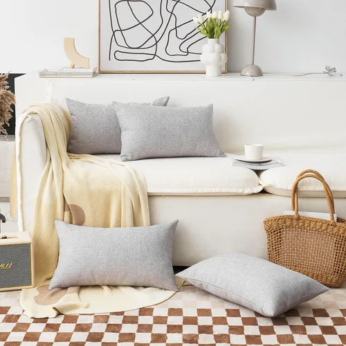 Vista 56 de Home Brilliant Funda de almohada de lino de 18 x 18 pulgadas, almohada decorativa para cama, sofá, sala de estar, 1 unidad, color gris ceniza